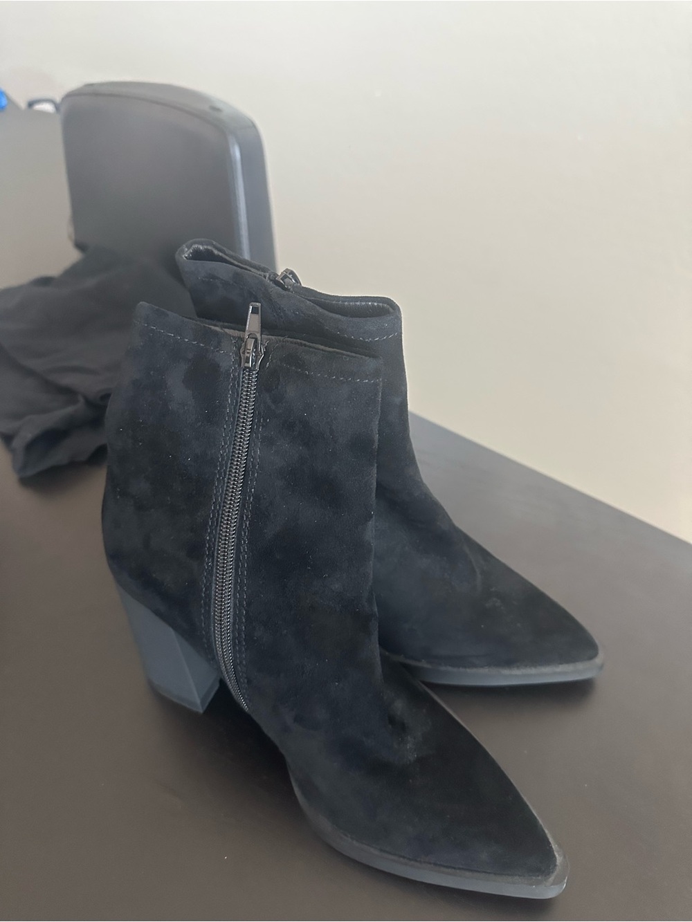 Steve Madden Black Suede Pointed Toe Ankle Booties